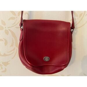 Coach Red 100% Leather Crossbody Handbag - beautiful